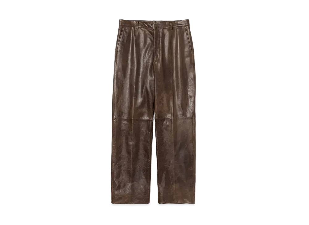 AURALEE Heavy Lamb Leather Pants "Dark Brown"