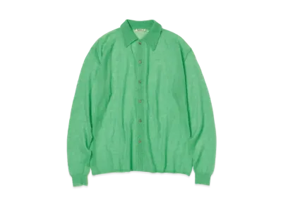 AURALEE Kid Mohair Sheer Knit Shirt Cardigan "Green"
