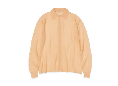 AURALEE Kid Mohair Sheer Knit Shirt Cardigan "Light Orange"