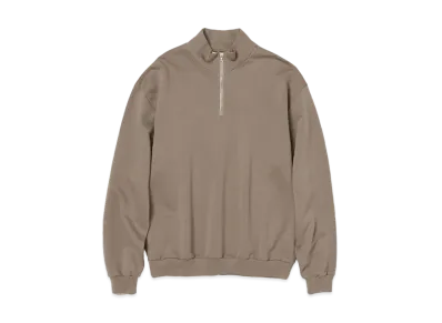 AURALEE Elastic High Gauge Sweat Half Zip P/O "Gray Beige"