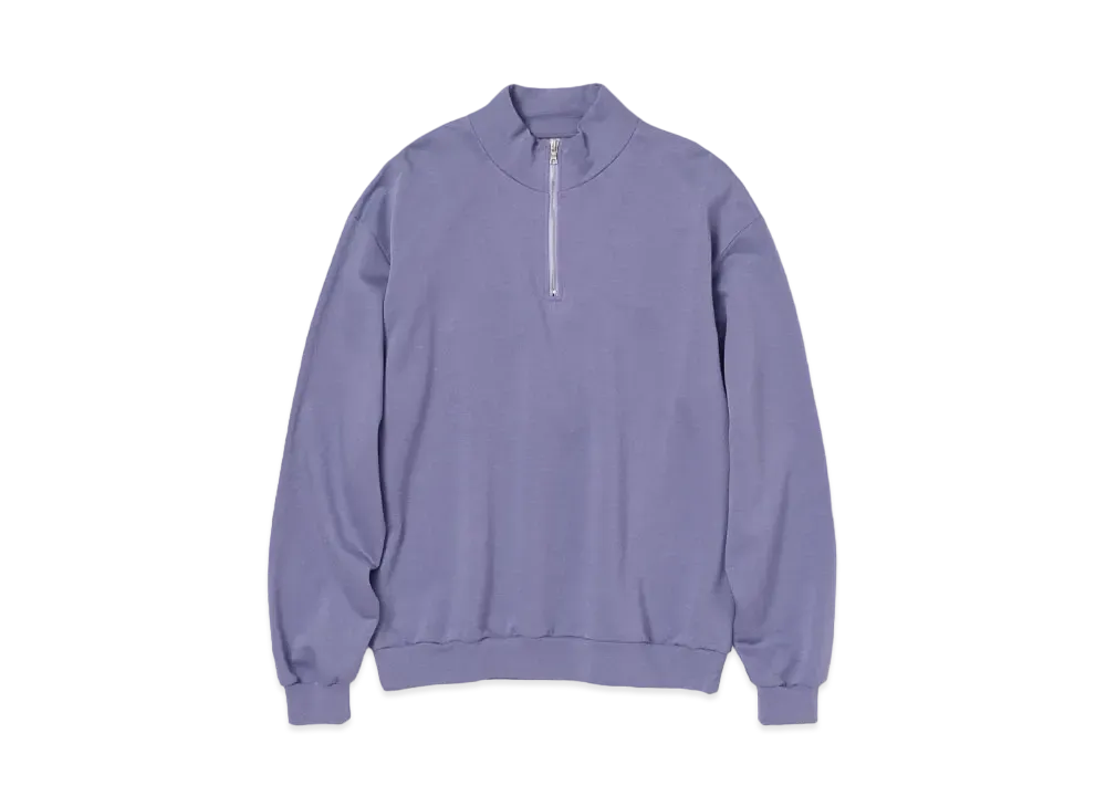 AURALEE Elastic High Gauge Sweat Half Zip P/O "Purple"