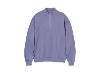 AURALEE Elastic High Gauge Sweat Half Zip P/O "Purple"