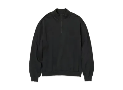 AURALEE Elastic High Gauge Sweat Half Zip P/O "Ink Black"