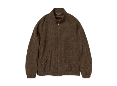 AURALEE Lama Shetland Wool Tweed Zip Blouson "Brown"