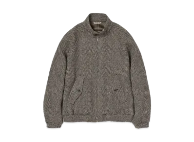 AURALEE Lama Shetland Wool Tweed Zip Blouson "Khaki"