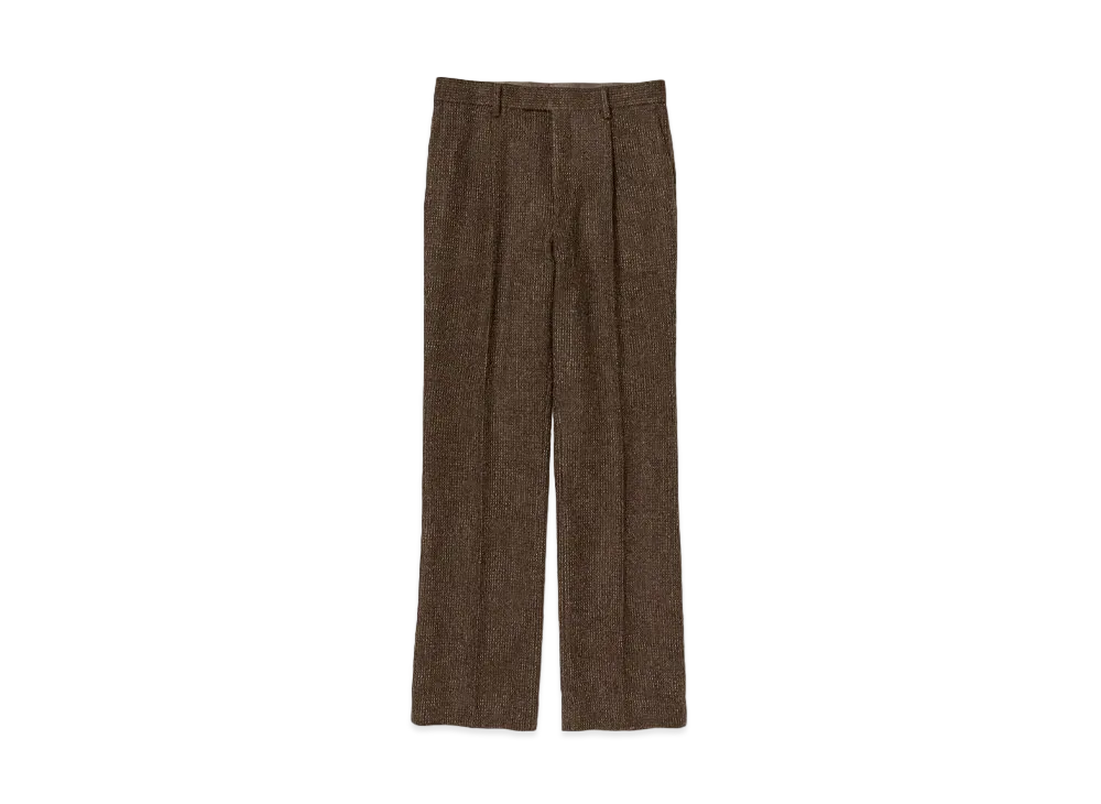 AURALEE Lama Shetland Wool Tweed Slacks "Brown"