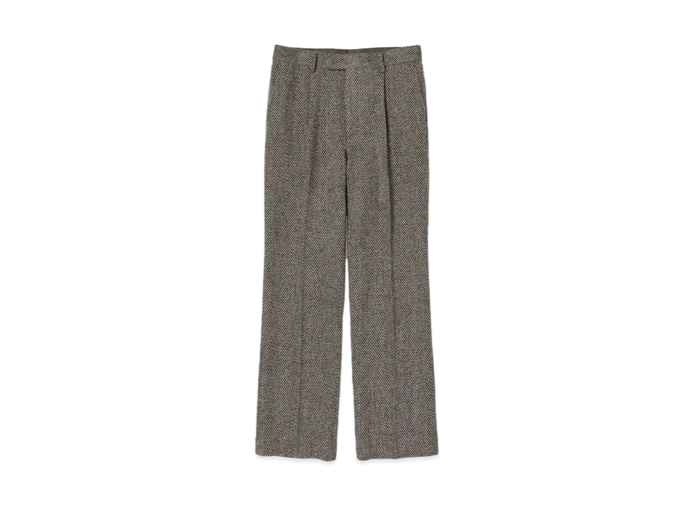 AURALEE Lama Shetland Wool Tweed Slacks "Khaki"
