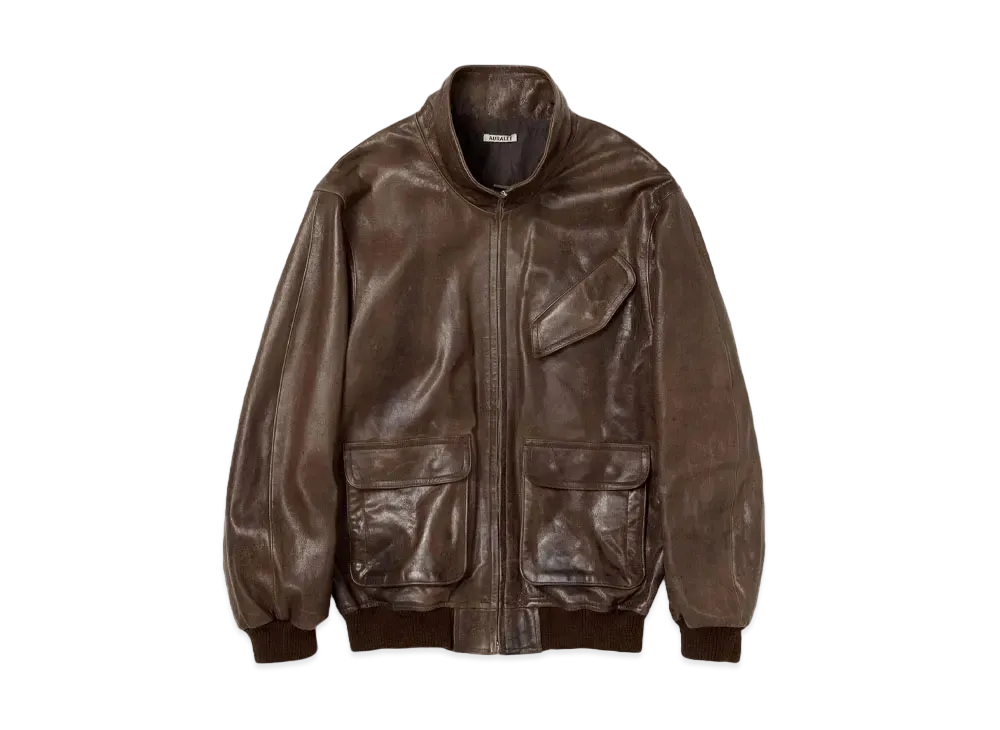 AURALEE Heavy Lamb Leather Zip Blouson "Dark Brown"
