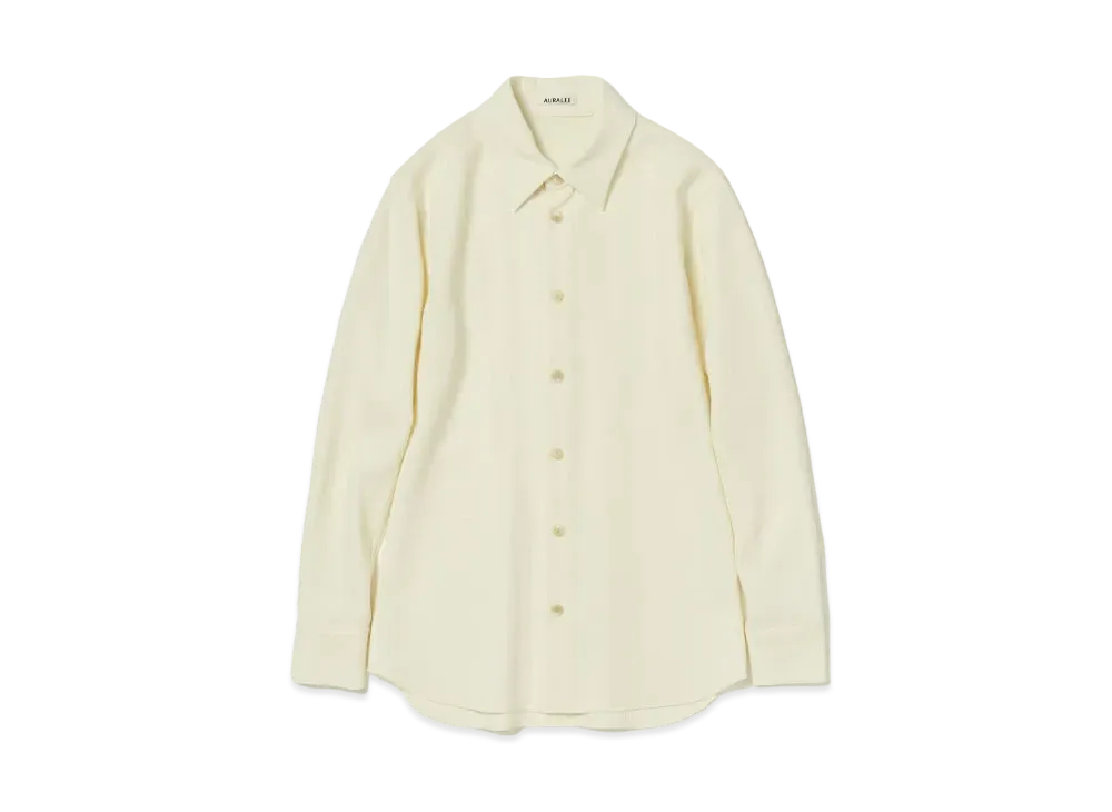 AURALEE Tense Wool Double Cloth Shirt "Ivory"
