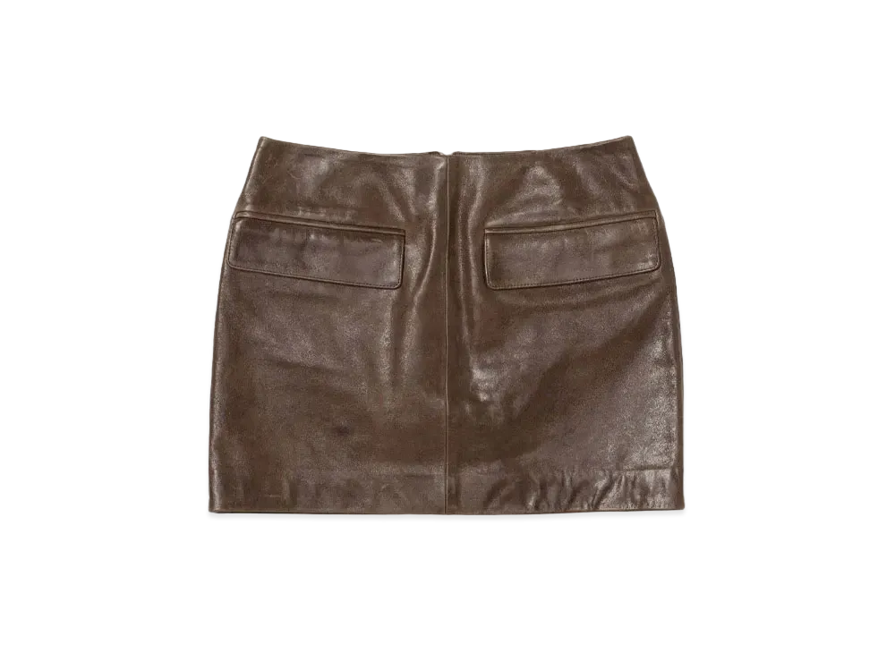 AURALEE Heavy Lamb Leather Mini Skirt "Dark Brown"