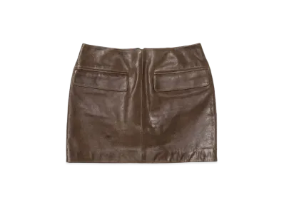 AURALEE Heavy Lamb Leather Mini Skirt "Dark Brown"