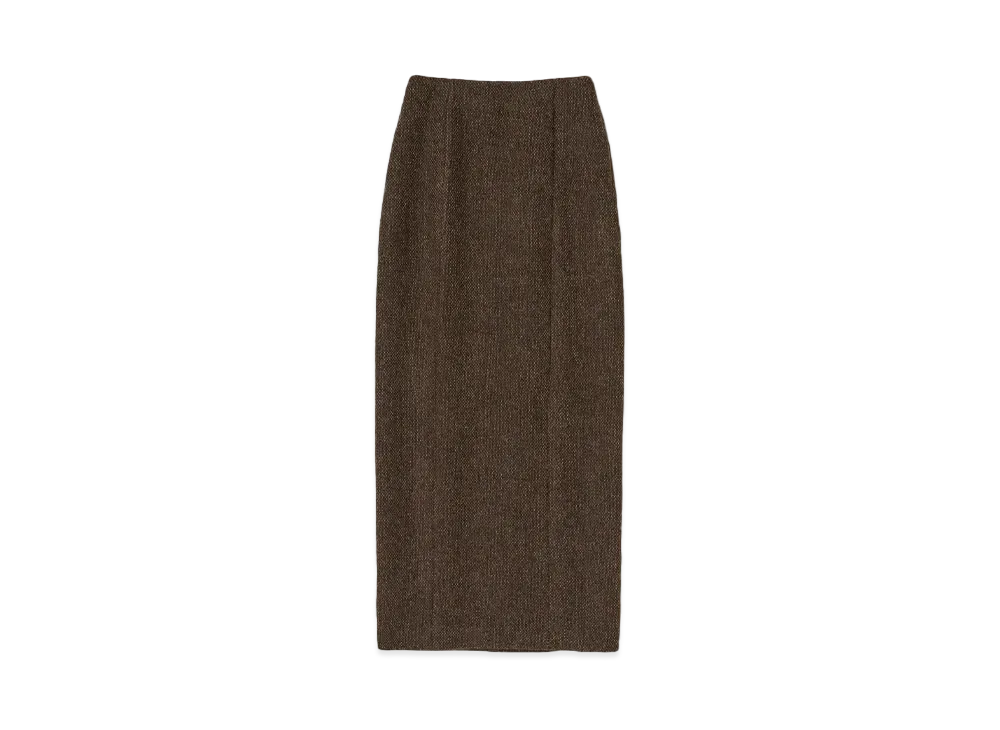 AURALEE Lama Shetland Wool Tweed Skirt "Brown"