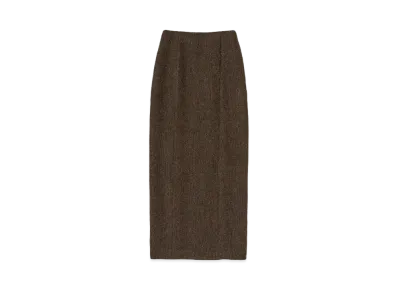 AURALEE Lama Shetland Wool Tweed Skirt "Brown"