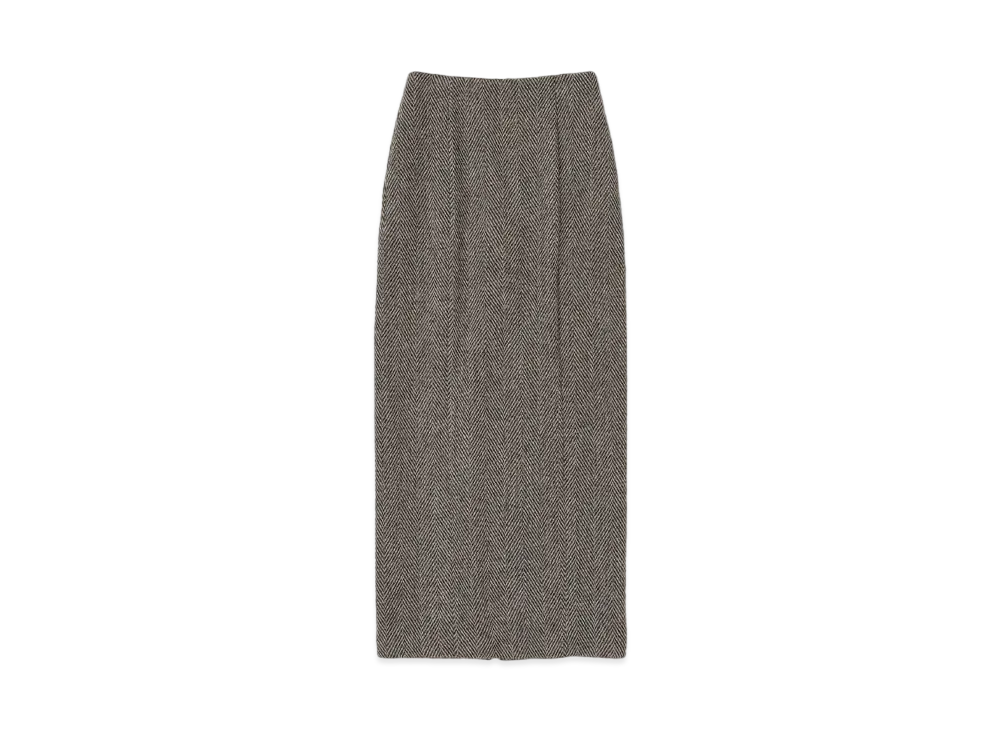 AURALEE Lama Shetland Wool Tweed Skirt "Khaki"