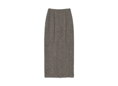 AURALEE Lama Shetland Wool Tweed Skirt "Khaki"