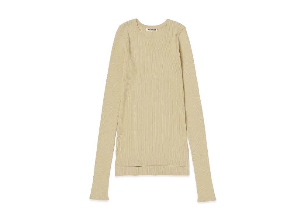 AURALEE Super Fine Wool High Gauge Rib Knit P/O "Light Beige"