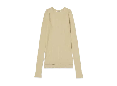 AURALEE Super Fine Wool High Gauge Rib Knit P/O "Light Beige"