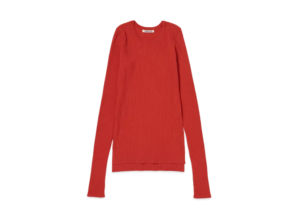 AURALEE Super Fine Wool High Gauge Rib Knit P/O "Red"