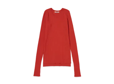 AURALEE Super Fine Wool High Gauge Rib Knit P/O "Red"