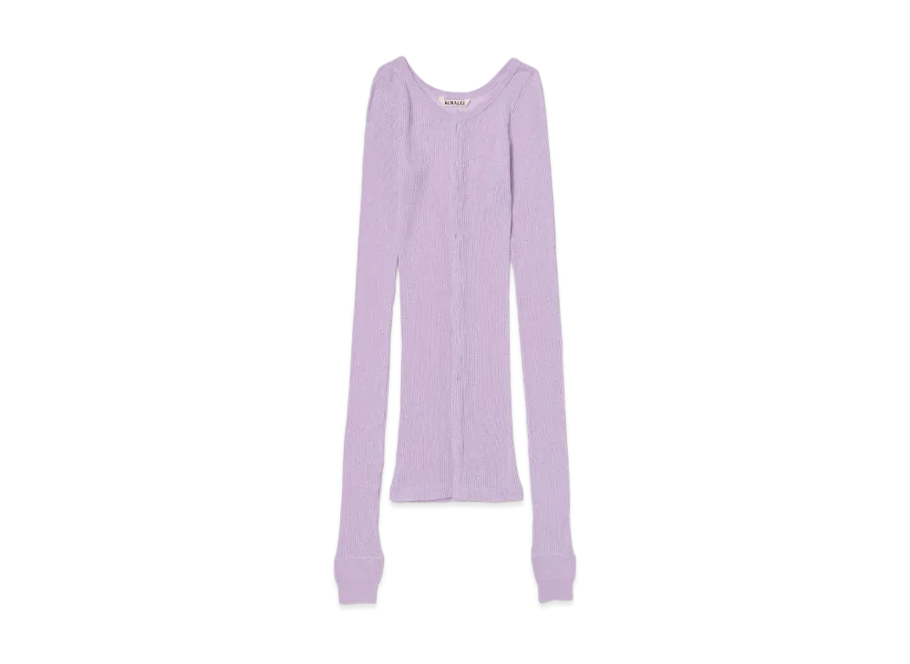 AURALEE Wool Soft Rib Cardigan "Light Purple"