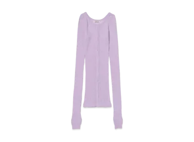 AURALEE Wool Soft Rib Cardigan "Light Purple"