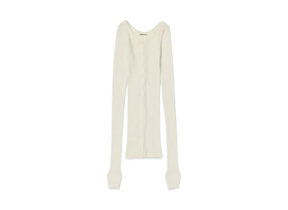 AURALEE Wool Soft Rib Cardigan "Ivory"