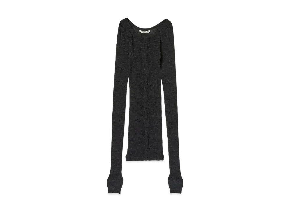 AURALEE Wool Soft Rib Cardigan "Charcoal"