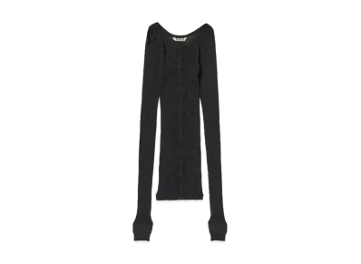 AURALEE Wool Soft Rib Cardigan "Charcoal"