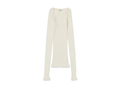 AURALEE Wool Soft Rib Crew Neck P/O "Ivory"