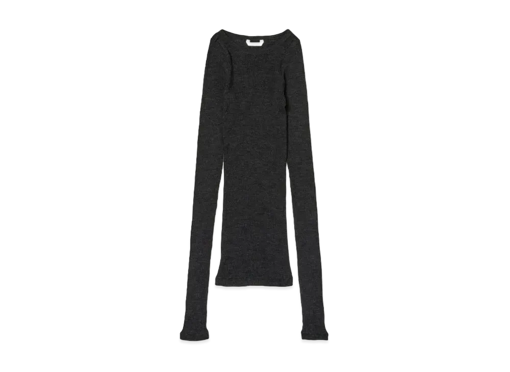 AURALEE Wool Soft Rib Crew Neck P/O "Charcoal"