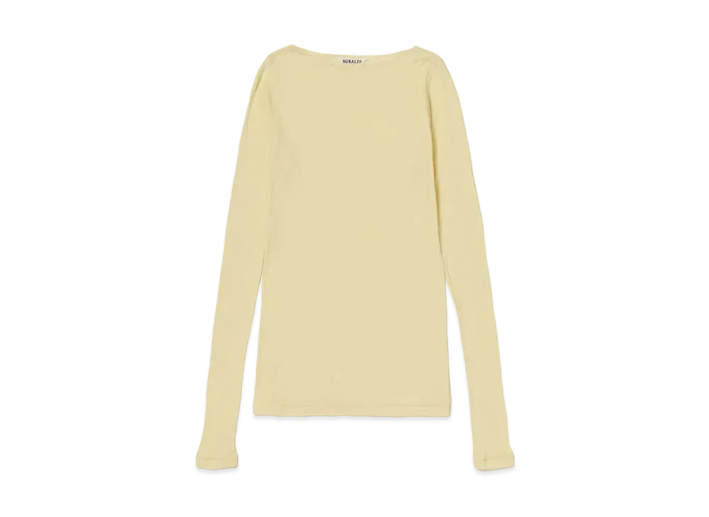 AURALEE High Gauge Sheer Rib Boat Neck L/S Tee "Yellow"