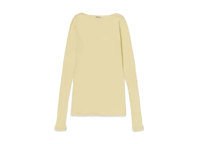 AURALEE High Gauge Sheer Rib Boat Neck L/S Tee "Yellow"