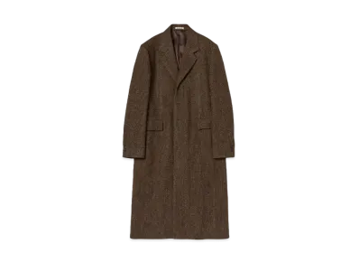AURALEE Lama Shetland Wool Tweed Chesterfield Coat "Brown"