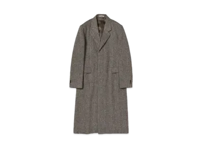 AURALEE Lama Shetland Wool Tweed Chesterfield Coat "Khaki"