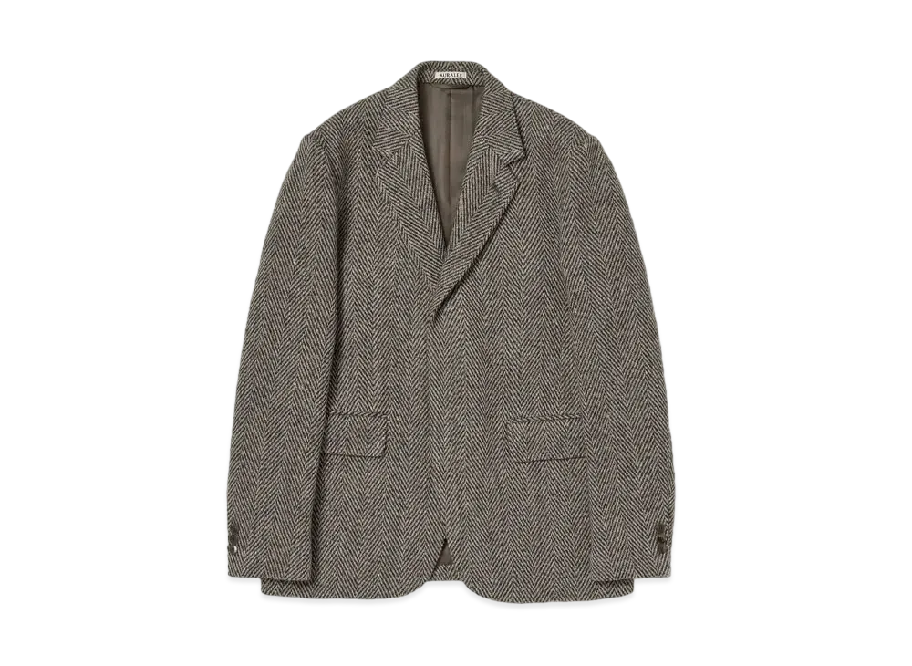 AURALEE Lama Shetland Wool Tweed Over Jacket "Khaki"