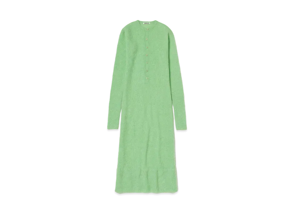 AURALEE Baby Suri Alpaca Sheer Knit One-Piece "Light Green"