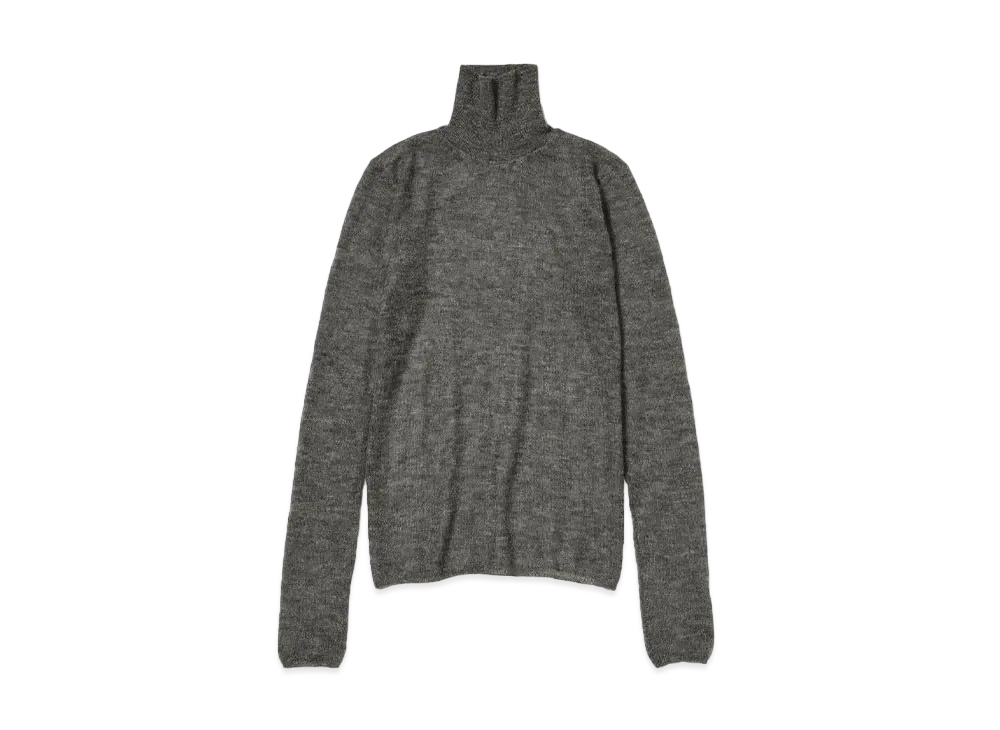 AURALEE Kid Mohair Sheer Knit Turtle "Top Charcoal"