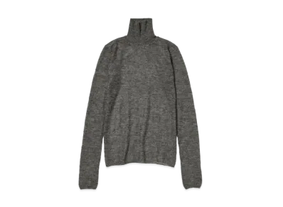 AURALEE Kid Mohair Sheer Knit Turtle "Top Charcoal"