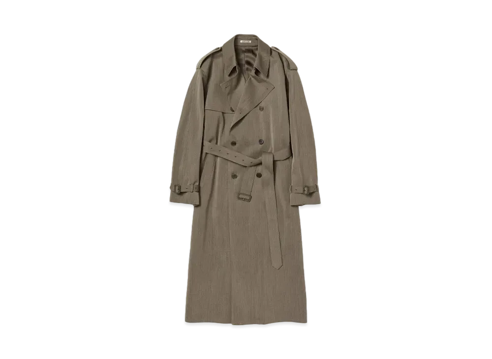 AURALEE Wool Cavarly Twill Laminate Trench Coat "Olive Brown"