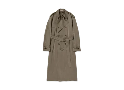 AURALEE Wool Cavarly Twill Laminate Trench Coat "Olive Brown"