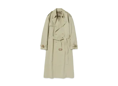 AURALEE Wool Cavarly Twill Laminate Trench Coat "Light Khaki"