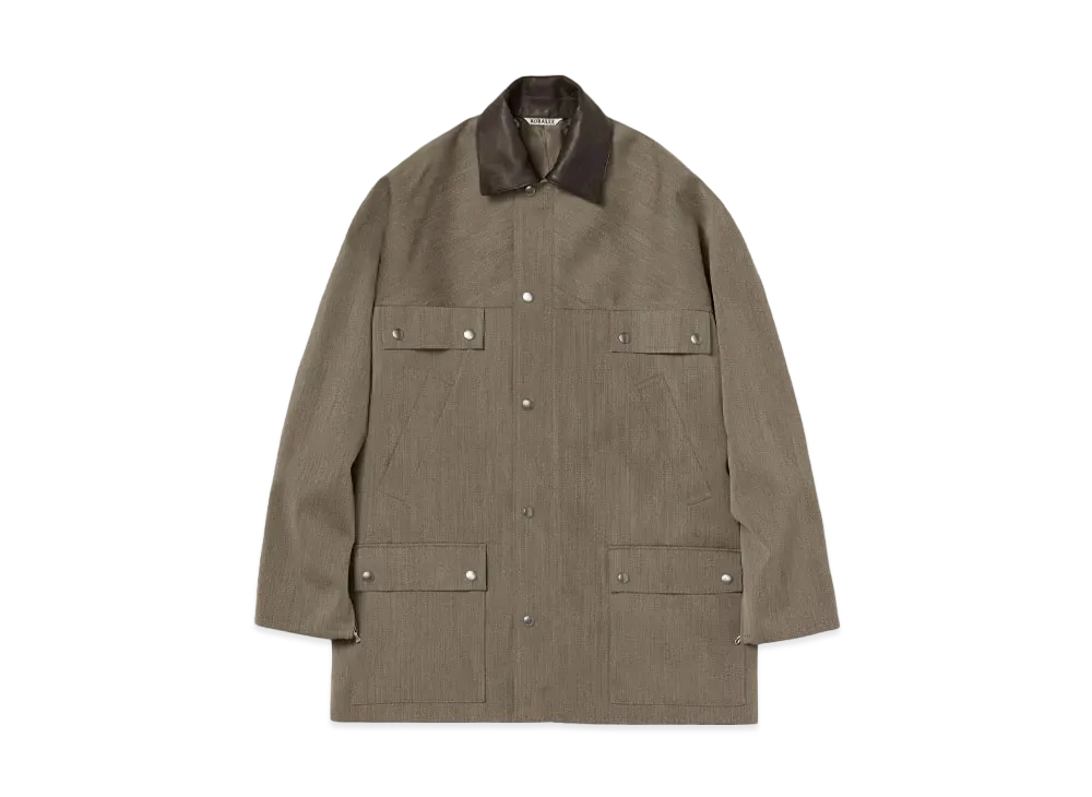AURALEE Wool Cavarly Twill Laminate Hunting Blouson "Olive Brown"