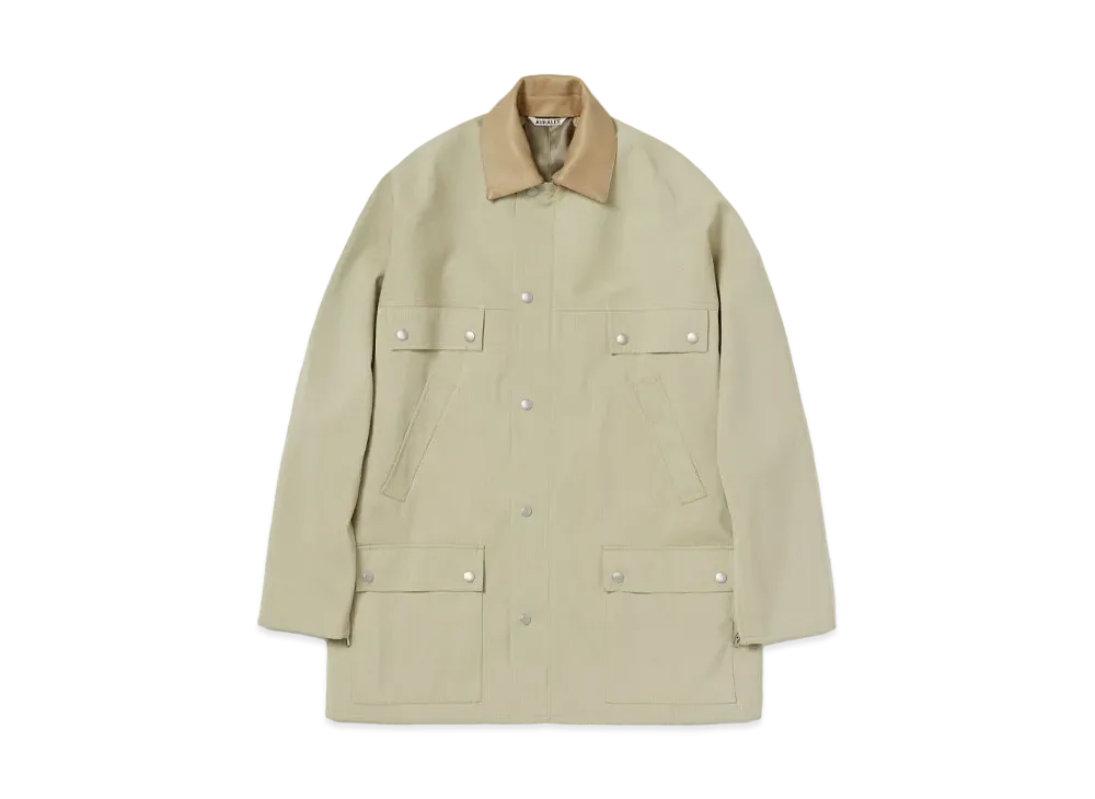 AURALEE Wool Cavarly Twill Laminate Hunting Blouson "Light Khaki"
