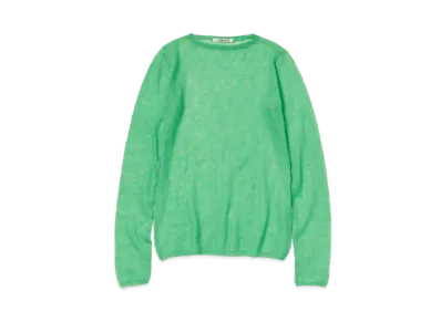 AURALEE Kid Mohair Sheer Knit Boat Neck P/O "Green"