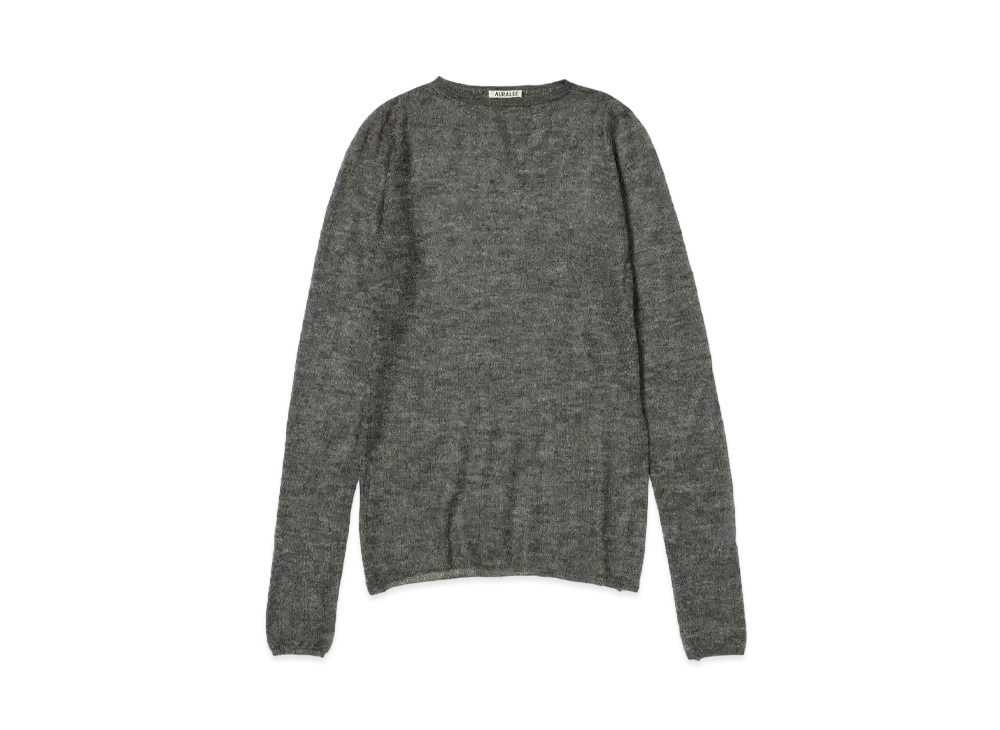 AURALEE Kid Mohair Sheer Knit Boat Neck P/O "Top Charcoal"