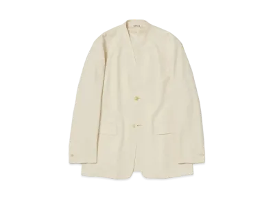 AURALEE Super Fine Tropical Wool No Collar Jacket "Ivory Beige"