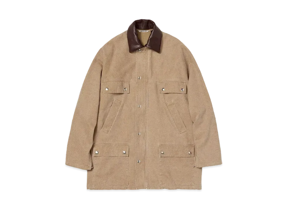 AURALEE Washed Organic Canvas Hunting Blouson "Light Brown"