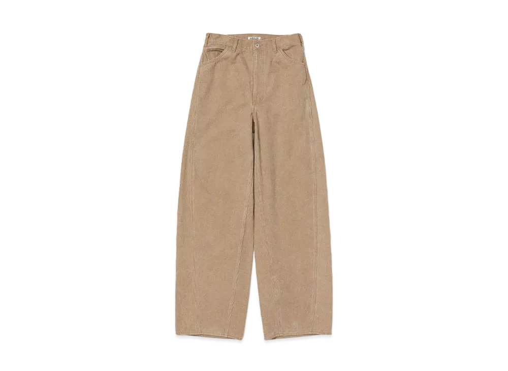 AURALEE Washed Organic Canvas Pants "Light Brown"