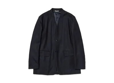AURALEE Wool Fulling Flannel Stripe Jacket "Top Dark Navy"