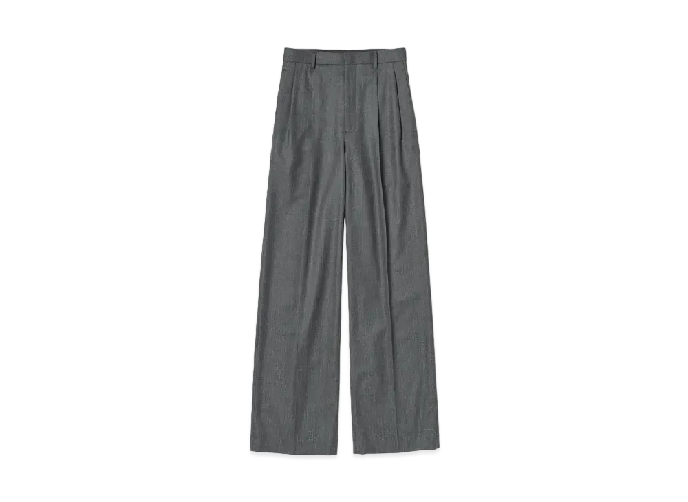 AURALEE Wool Fulling Flannel Stripe Slacks "Top Gray"